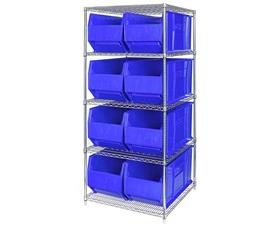 Chrome Wire Shelving Units With Hulk Containers-HWR5993B