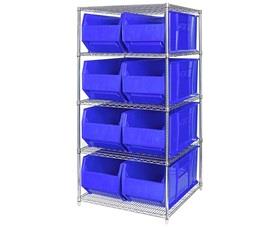 Chrome Wire Shelving Units With Hulk Containers-HWR5997B