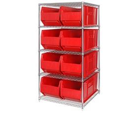 Chrome Wire Shelving Units With Hulk Containers-HWR5997R