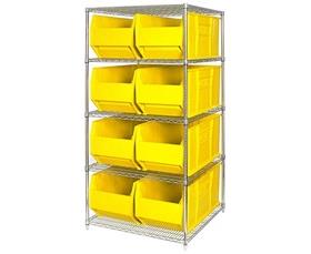 Chrome Wire Shelving Units With Hulk Containers-HWR5997Y