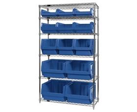 Chrome Wire Shelving Units With Magnum Bins-HWR613MIXB