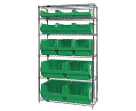 Chrome Wire Shelving Units With Magnum Bins-HWR613MIXG