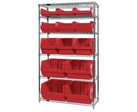 Chrome Wire Shelving Units With Magnum Bins-HWR613MIXR