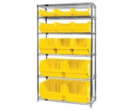 Chrome Wire Shelving Units With Magnum Bins-HWR613MIXY