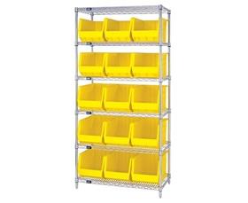 Chrome Wire Shelving Units With Ultra Bins-HWR6260Y