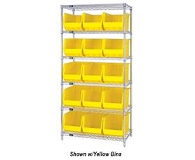 Chrome Wire Shelving Units With Ultra Bins-HWR6260R