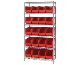 Chrome Wire Shelving Units With Ultra Bins-HWR6265R