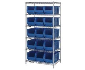 Chrome Wire Shelving Units With Hulk Containers-HWR6953B