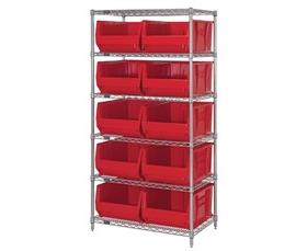 Chrome Wire Shelving Units With Hulk Containers-HWR6954R