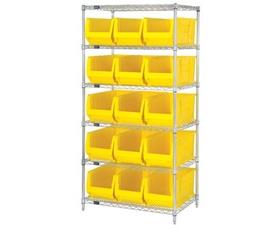 Chrome Wire Shelving Units With Hulk Containers-HWR6973Y