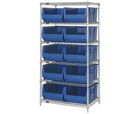 Chrome Wire Shelving Units With Hulk Containers-HWR6974B