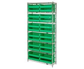 Chrome Wire Shelving Units With Ultra Bins-HWR7245G