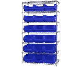 Chrome Wire Shelving Units With Magnum Bins-HWR7532B