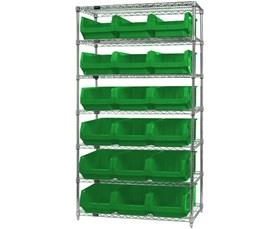 Chrome Wire Shelving Units With Magnum Bins-HWR7532G
