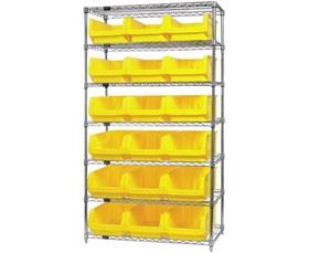 Chrome Wire Shelving Units With Magnum Bins-HWR7532Y