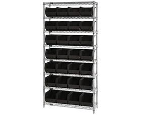 Chrome Wire Shelving Units With Ultra Bins-HWR8240BK