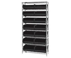 Chrome Wire Shelving Units With Ultra Bins-HWR8250BK