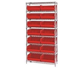 Chrome Wire Shelving Units With Ultra Bins-HWR8250R