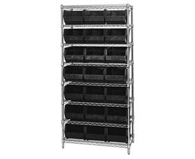 Chrome Wire Shelving Units With Ultra Bins-HWR8255BK