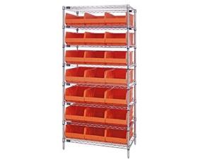 Wire Shelving Systems With Stackable Shelf Bins-HWR8445