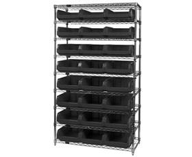 Chrome Wire Shelving Units With Magnum Bins-HWR9531BK
