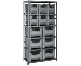 Shelving Units With Stackable Storage Bins-HQSBU600800GY