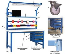 5,000 Lb. Capacity Kennedy Series Workbenches - With Heavy Lisstat™ ESD Top-HKD3660-BL