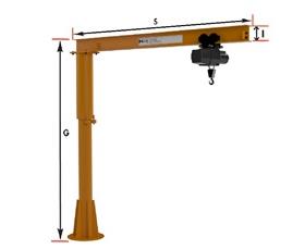 Light Duty Pillar Base Mounted Jib Crane-H350-2000-10-10